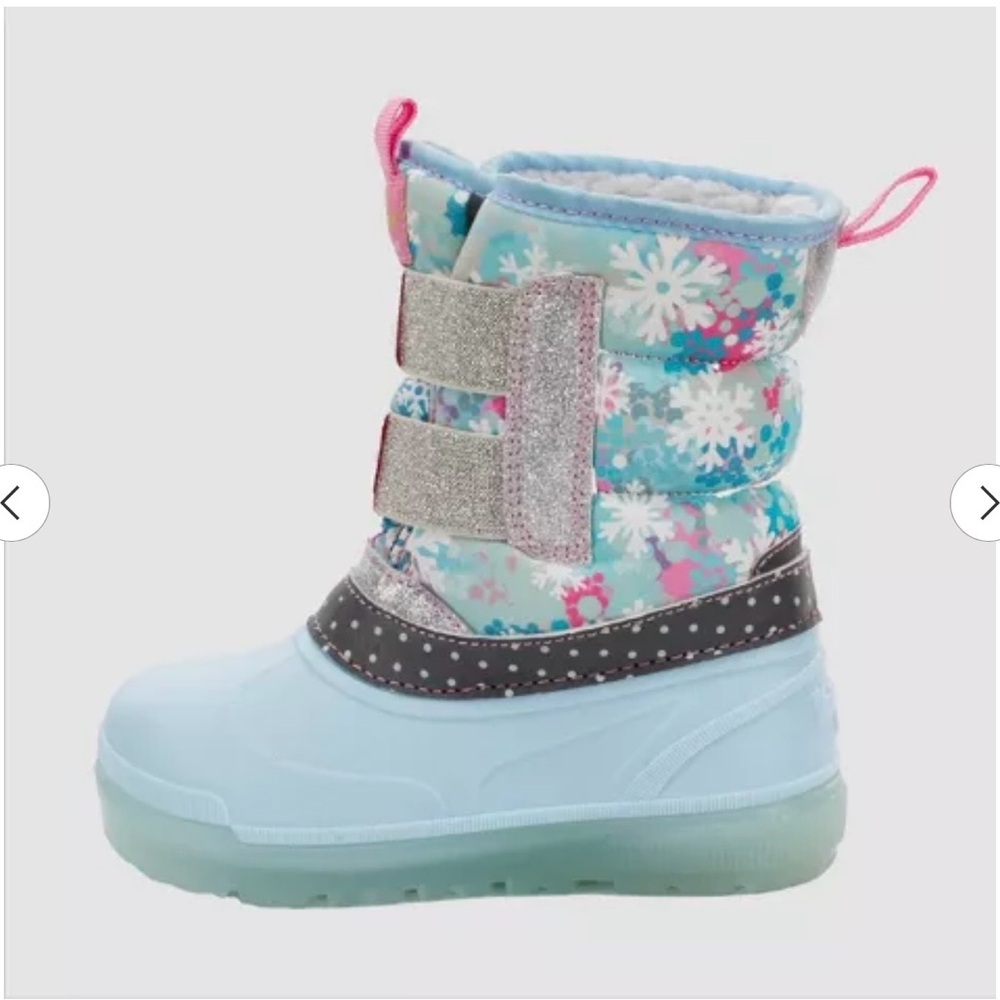 Western Chief Girls Blue Snow Boots with Glitter Snowflake light up size 12 - Picture 2 of 5
